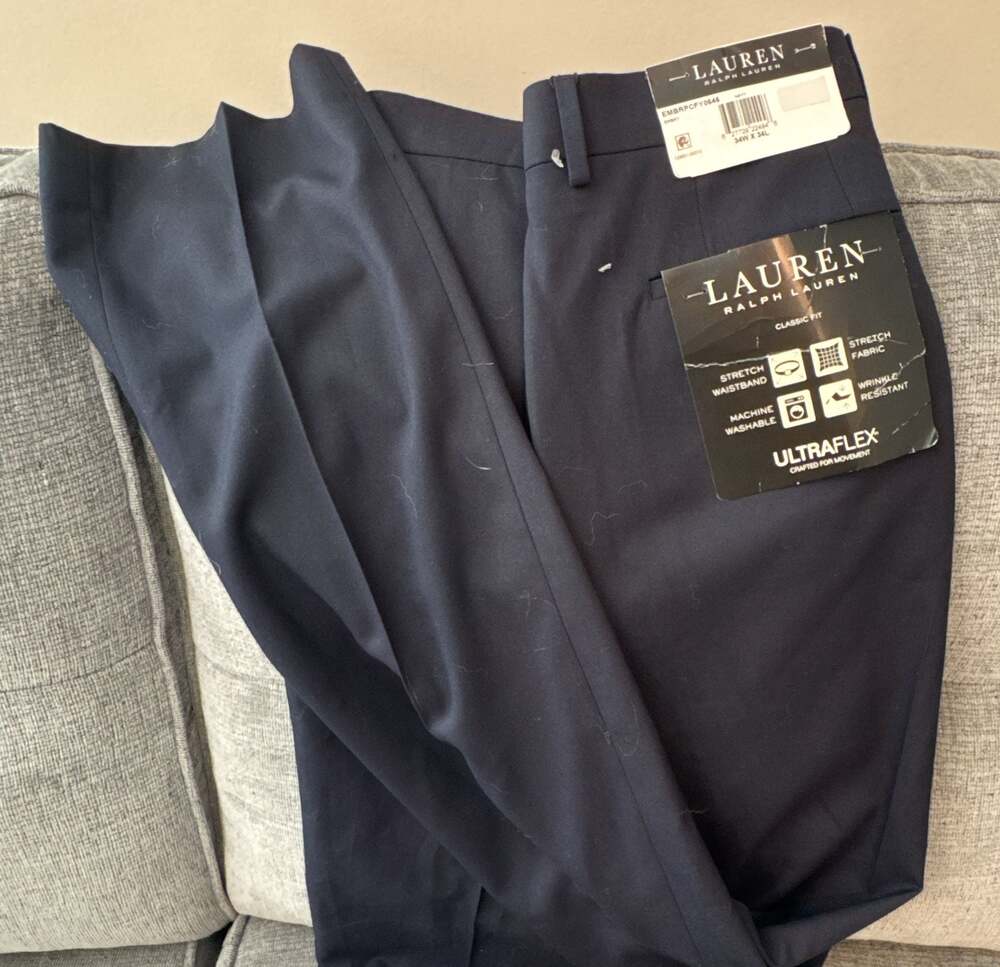 Lauren Ralph Lauren Ultraflex Classic Fit Dress Pants Navy 34W X 34L